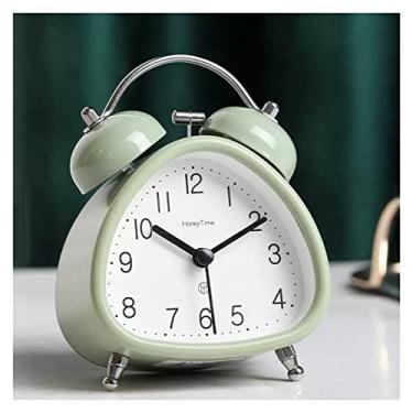 Imagem de Rsmmpqa Despertador quarto despertador alto para pessoas que dormem profundamente, despertador duplo de 12 cm com luz de fundo para quarto e decoração de casa relógio de mesa relógio de cabeceira (cor