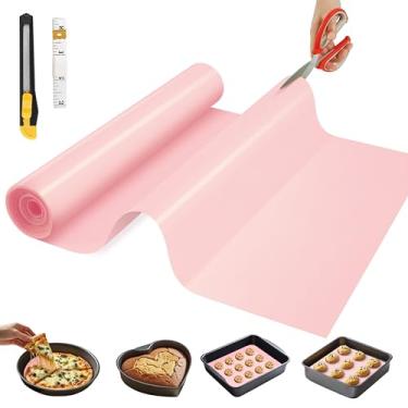 Imagem de Tapete de silicone para assar, 40,6 cm x 1,8 m, assadeira de corte livre, antiaderente reutilizável para massa e pastelaria, rolo de silicone antiderrapante para forro de fritadeira a ar, liofilizador