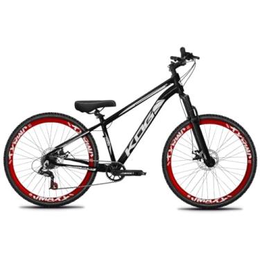 Imagem de Bicicleta Aro 26 Rebaixada Freeride para Grau, Quadro em Alumínio, Relação 1x7, Aros Vmaxx Coloridos, Pedivela 34D, Suspensão 80mm,Preto Branco Vermelho