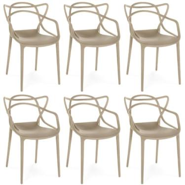 Imagem de Kit 6 Cadeiras de Jantar Allegra Prática Empilhável - Nude