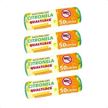Imagem de Combo 4 Saco De Lixo Pia e Banheiro com Aroma Citronela 30 Un - 50L - 