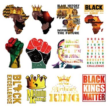 Imagem de Amazingxy 12 Peças De Decalques Ferro Preto King Para Roupas Femininas, Adesivos Transferência Térmica Faça Você Mesmo Roupas, Camisetas, Jeans, Mochilas, Apliques