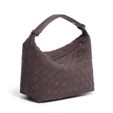 Imagem de Bolsa de ombro feminina de camurça com alça superior pequena, bolsa de mão de camurça vegana de luxo, Fondant Brown