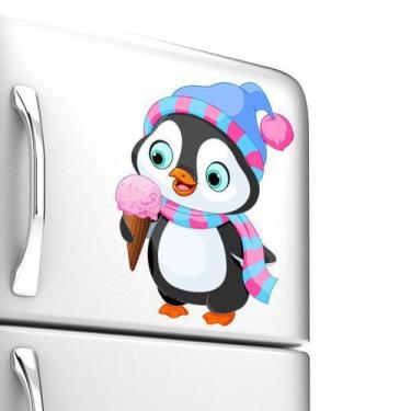 Imagem de Adesivo de Geladeira Pinguim com Sorvete 25x18 cm - Quartinhos