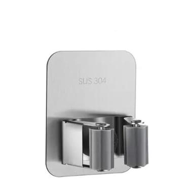 Imagem de Suporte de esfregão de aço inoxidável 304, gancho organizador de parede para esfregão, escova, vassoura, cabide para esfregão, cozinha, banheiro, armazenamento, gancho forte, prata 1 peça, 01