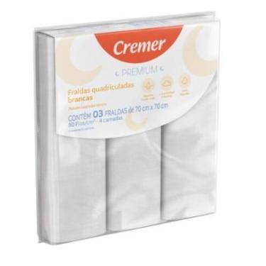 Imagem de Fralda Branca Premium com 3 unidades -CREMER