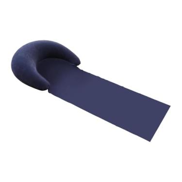 Imagem de Deevoka Esteira de praia portátil dobrável, versátil, ergonômica, fácil de transportar, espreguiçadeira ao ar livre com travesseiro para e, Azul Escuro