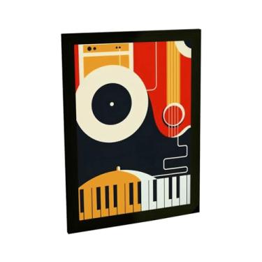 Imagem de Quadro Decorativo Ilustração Instrumentos Musicais Piano Violão Decoração Poster Quarto Sala