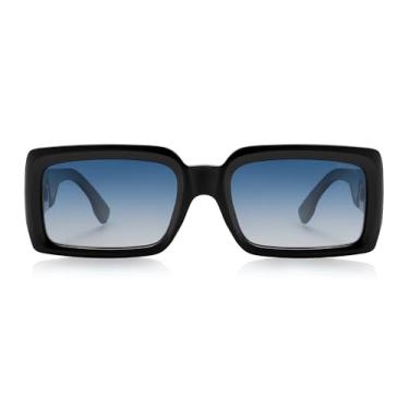 Imagem de SOJOS Óculos de sol polarizados retangulares retrô modernos masculinos anos 90 vintage quadrado feminino SJ2388, Lente de classificação azul armação preta, 56-20-140