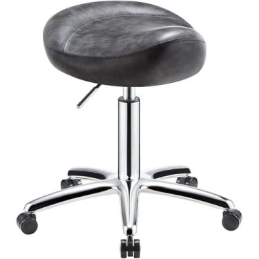 Imagem de Cadeiras Giratórias Do Trabalho Dos Termas Dos Salões De Beleza Do Escritório Dos Salões De Beleza Do Rolamento Dos Tamboretes De Sela Com Assento Do Plutônio E, Gray, One Size