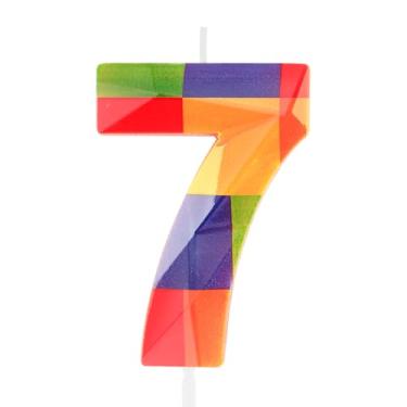 Imagem de Hongplus Bloco de construção colorido 3D número 7, vela de 7º aniversário, blocos de montar, tijolos, feliz aniversário 7 anos, topo de bolo para meninos e meninas, crianças, artigos de decoração de