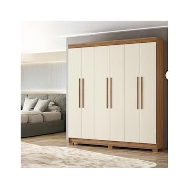 Imagem de Guarda-Roupa Casal Santos Andirá Toledo com 6 Portas, 2 Gavetas e 5 Prateleiras - 194,4cm de largura