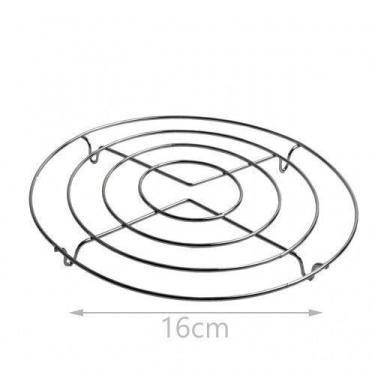 Imagem de Descanso de Panela Redondo Cromado 16cm - Suporte Apoio de Panela - MI