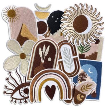 Imagem de Adesivos femininos Boho para passar a ferro, aplique de bordado fofo, adesivos decorativos DIY para jeans, jaquetas, roupas, mochilas, chapéus (Boho2 12 peças)