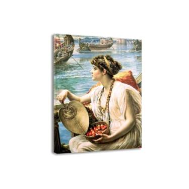 Imagem de Arte de parede famosa, reproduções de pintura a óleo "Uma corrida de barco romano", decoração de impressão em tela clássica abstrata, pôster de parede grande moderno em tela 70 x 98 cm emoldurado