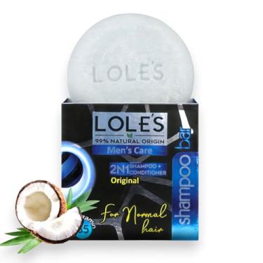 Imagem de LOLE'S Shampoo Bar & Condicionador 2 em 1 Masculino Cuidados para Limpeza de Cabelo, Corpo e Barba, Ingredientes 99% de Origem Natural, Cera de Abelha de Fonte Sustentável, Livre de Conservantes, Silicones, Sabonete e Corantes, com Embalagem Sem Plástico, 100 ml