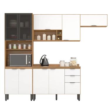 Imagem de Armário de Cozinha Modulada Rubi Compacta 4 Peças-AMENDOLA-BRANCO-EdeCasaMóveis