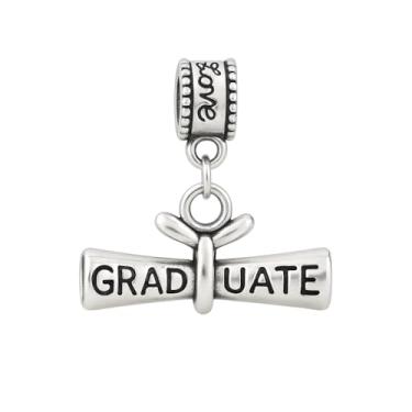 Imagem de Pingente de pingente de graduação – Pingente de pergaminho de diploma – Compatível com Pandora, Chamilia, Troll e pulseiras europeias – Presente de formatura para estudantes, graduados, turma de 2025