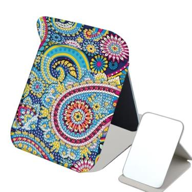 Imagem de TDFERAN Espelho de bolso com pintura de diamante por números, espelho de maquiagem, fotos de pintura de diamante, espelho dobrável portátil, espelho cosmético para viagem, espelho dobrável portátil