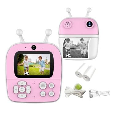 Imagem de Câmera Digital Infantil Portátil 20MP, Tela de 2 Polegadas, 200 dpi, Resolução 1080P, Impressão Instantânea, Conexão com Celular, com Papel de Impressão (ve-12664-rosa)