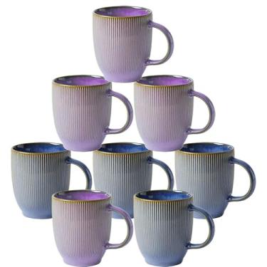 Imagem de VGASHARE Canecas de café de cerâmica de 400 ml - Conjunto de 8 canecas de cerâmica para homens e mulheres, seguro para micro-ondas e lava-louças, adequado para café, chá, cacau, bebidas geladas