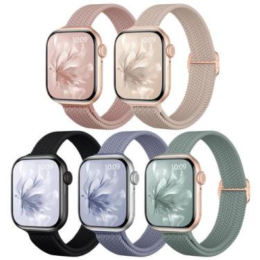 Imagem de Pulseira Apple Watch Osochic Slim Braided Elástica, Pacote com 5, 40-4