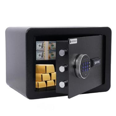 Imagem de Yeetenolov Cofre pequeno, cofre para dinheiro, joias, documentos e armas, prateleira removível, cofres de segurança digital de 2 metros cúbicos para casa, hotel ou negócios, 35 cm L x 24 cm P x 24 cm