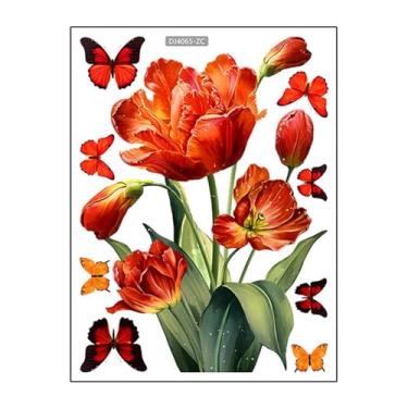 Imagem de predolo Adesivo de janela floral colorido, decalque de parede, arte de parede para quarto infantil, plano de fundo de TV