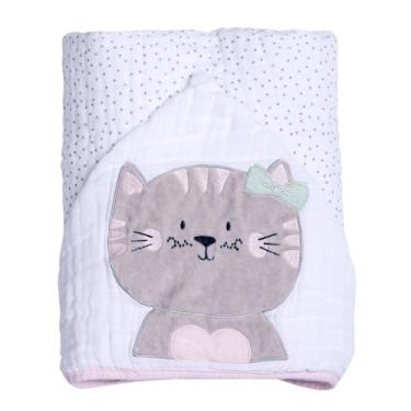 Imagem de Toalha com Capuz para Bebê – 100% Algodão Forrada com Fralda Soft – Alta Absorção – Estampas Variadas – 80x80 cm – Loja Era Uma Vez (Gatinha, Padrão)