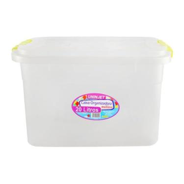 Imagem de Caixa Organizadora Multiuso Transparente, 20 Litros, 42 x 27 x 28 cm, Polipropileno, Com Sistema de Travas