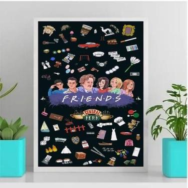 Imagem de Quadro Decorativo Friends Ícones 33x24cm - Vidro + Moldura - Quadros O