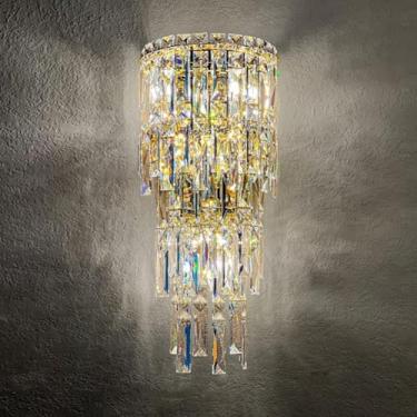 Imagem de Parede De Cristal Moderna Scoe E12 Luz De Parede Interna De Luxo Luminária De Iluminação De Vaidade Para Sala De Estar Quarto Corredor Banheiro Lâmpada Montada Na Parede, Chrome, 18inch