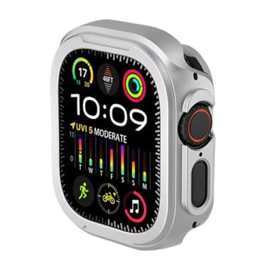 Imagem de GANGANPRO Capa de vidro temperado compatível com Apple Watch Series 10 de 42 mm, cobertura total durável frontal e traseira de policarbonato capa protetora de 360° para iWatch de 42 mm - prata