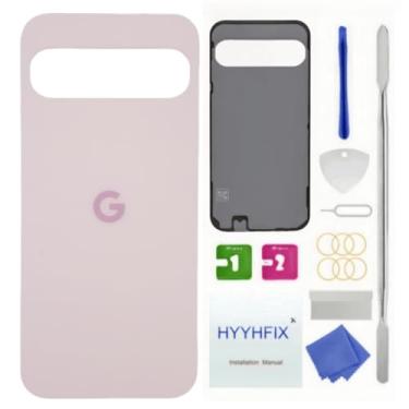 Imagem de Pixel 9 Pro XL Substituição de vidro traseiro para Google Pixel 9 Pro XL 5G Tampa traseira de vidro à prova d'água e kit de ferramentas de reparo profissional (quartzo rosa)