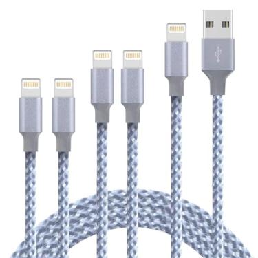 Imagem de NganHing Pacote com 5 cabos Lightning [3FT 6FT 10FT] Nylon trançado cabo de carregamento rápido compatível com iPhone Xs/XS Max/XR/X/8/7/6/5 iPad Mini/Pro/Air iPod