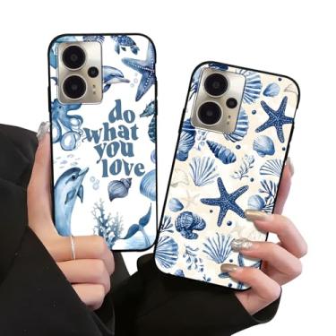 Imagem de Zrutru Pacote com 2 capas de telefone estéticas oceânicas para Cricket Outlast 5G 2024 /At&t Motivate Pro 5G 17.1 cm, linda concha kawaii, golfinho, estrela-do-mar, verão, praia, capa protetora para