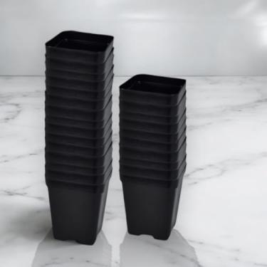 Imagem de Kit 25 Vasos Quadrados Tamanho 9 Modelo 7x8cm de 200ml Plástico para Suculentas e Jardim