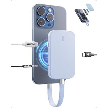 Imagem de PULWTOP Gabinete magnético M.2 2230 SSD para iPhone 15 16 Pro/Max ProRes, M.2 2242 2260 2280 NVMe SSD para USB C Gabinete 10Gbps, 60W PD, USB-C/ Áudio de 3,5 mm para MacBook iPad (SSD não incluído