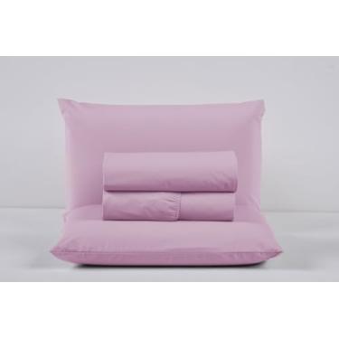 Imagem de Jogo de Lençol Queen 200 Fios Percal 100% Algodão 04 Peças Cama Box Toque Macio Aveludado (ROSA)