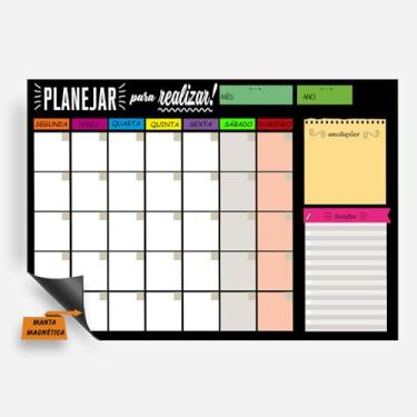 Imagem de Planner Imã de Geladeira - Quadro Lousa Magnética - Planejamento Mensal Semanal 20x30cm ou 30x40cm (11, 20x30cm)