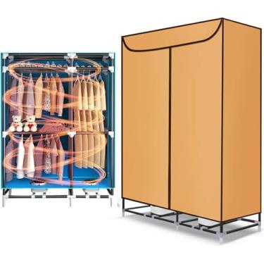 Imagem de Secador De Roupas Aquecido 2400w, Secador De Roupas Elétrico De Grande Capacidade De 3 Níveis Eergy Savig & Temporizador Automático Digital, Guarda-roupa Quente De Secagem De Ar D, Beige