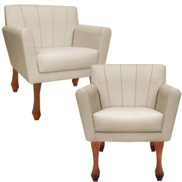 Imagem de Kit Poltronas Decorativa Clinicas Iza Retro Dritex suede Bege