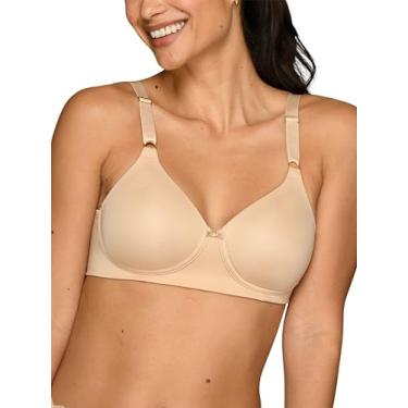 Imagem de Vanity Fair Sutiã feminino com cobertura total e suave nas costas, tecido elástico em 4 direções, bojos levemente forrados até DD, Sem fio - Bege, 40D