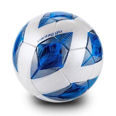 Imagem de Bola de futebol de couro PU macio, esportes de equipe internos ao ar livre, jogo de treino de jogo, jogo de futebol, presente para jovens adultos, F5A3200 azul, 1 peça