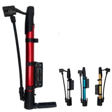 Imagem de Bomba De Ar Manual Com Bico Fino e Grosso Para Pneu de Bike C/ Suporte