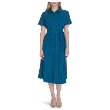 Imagem de Calvin Klein Vestido feminino plissado Commuter, Cipreste, 38
