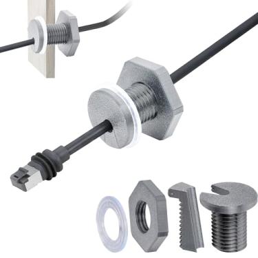 Imagem de Dikiwodark Passagem de cabo RV para Starlink Mini, ilhó de cabo RV compatível com Starlink, Ethernet, coaxial, resistente à água e roteamento de cabo RV antiqueda (cinza)