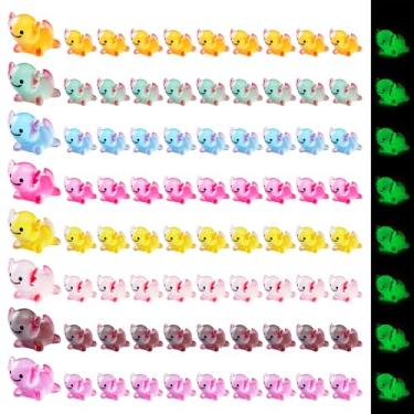 Imagem de ONCOFAN Mini estatuetas de axolote, pacote com 80 estatuetas de axolote em miniatura de resina luminosa, enfeite de animal para jardim de fadas, bonsai, miniatura, paisagem, casa de boneca