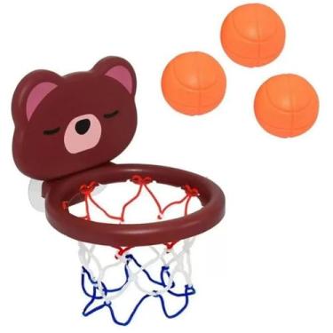 Imagem de Cesta de Basquete Infantil com Ventosas Brinquedo de Banho Pedagógico Para Bebês +6meses (Urso)