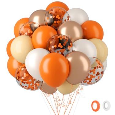 Imagem de Conjunto de 62 balões de outono, 30,5 cm laranja champanhe dourado retrô marfim branco confete kit de balões de látex com fitas, kit de balões de festa para aniversário, Ação de Graças, outono